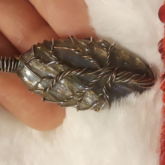 Handcrafted Wire Wrapped Labradorite Tree of Life Pendant Sterling Silver Wrap - Picture 10 of 11